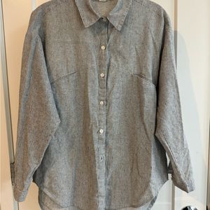 Natural made Cotton button up striped blouse - M